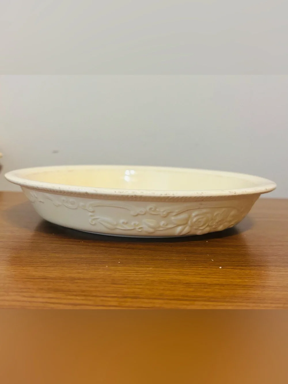 Homer Laughlin Oven Serve Cream Pie Plate Floral U.S.A. 10.75
